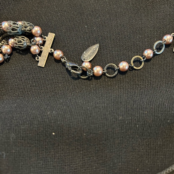 Pre-loved Signed Metal multi strand and fake pearl necklace. By Coldwater Creek - Picture 5 of 7